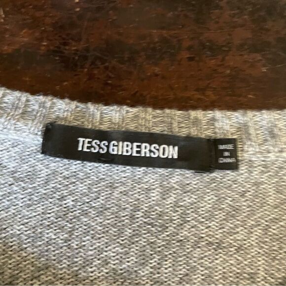 Tess Giberson Gray‎ with Black Stitching Detail Wool Blend sweater L - Picture 5 of 7